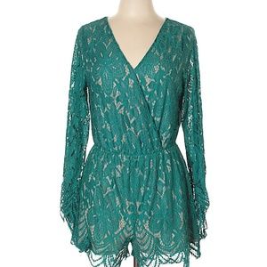 Lace Xhilaration Teal Romper